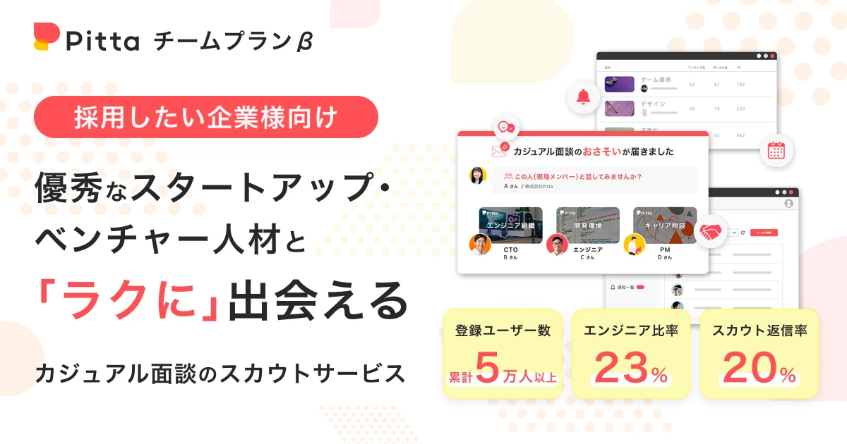 【採用したい企業様向け】Pitta | カジュアル面談プラットフォーム