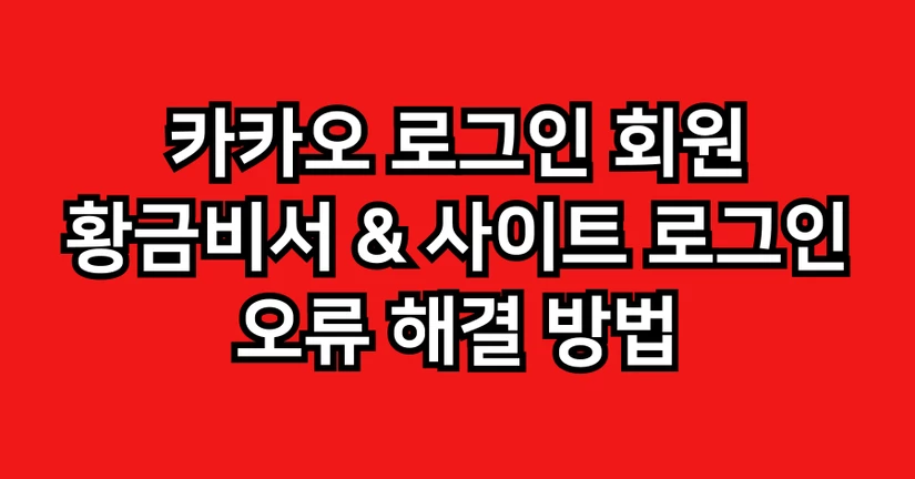 [카카오 로그인 회원] 황금비서 및 사이트 로그인 오류 해결 방법