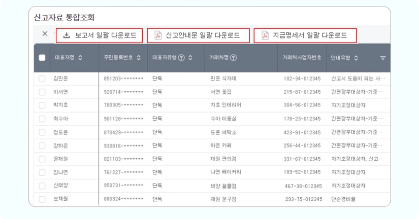 신고자료 통합조회
