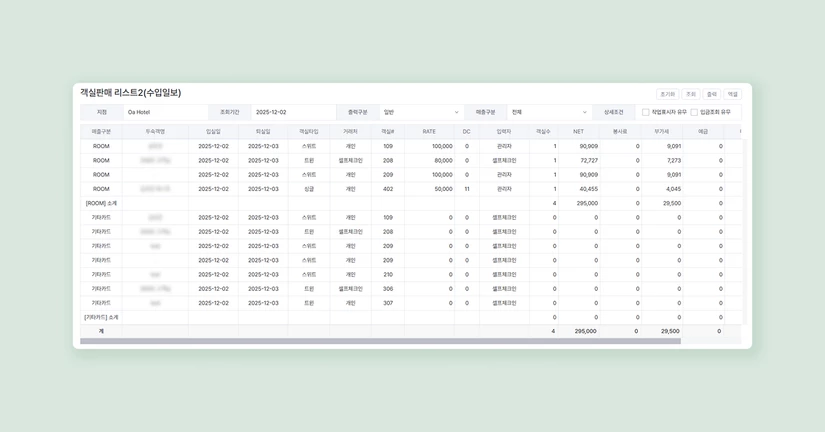 객실판매 리스트2(수입일보)