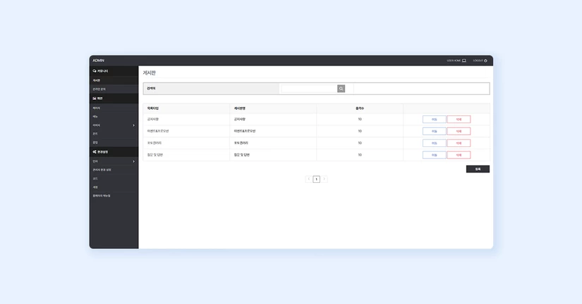 홈페이지 관리자 페이지