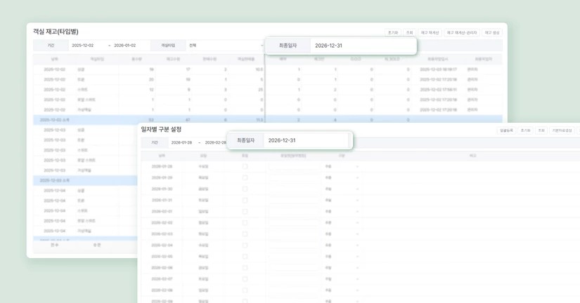 PMS 객실현황(이달) 화면이 안보여요.