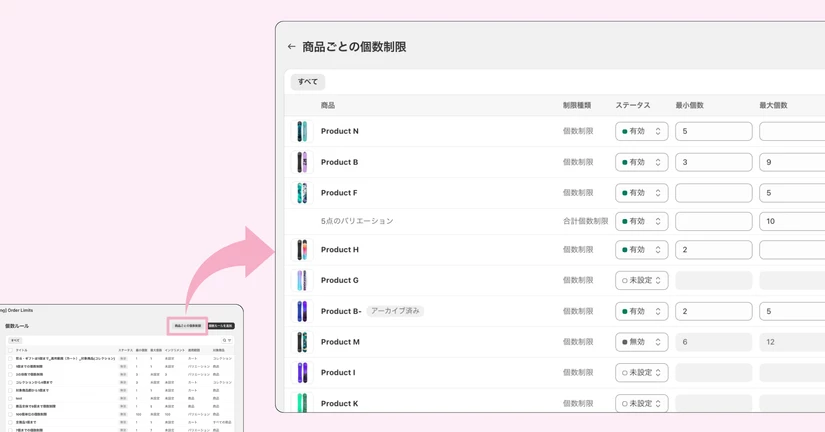 商品ごとの個数制限
