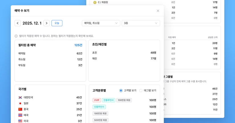 예약현황 - 예약 수 보기