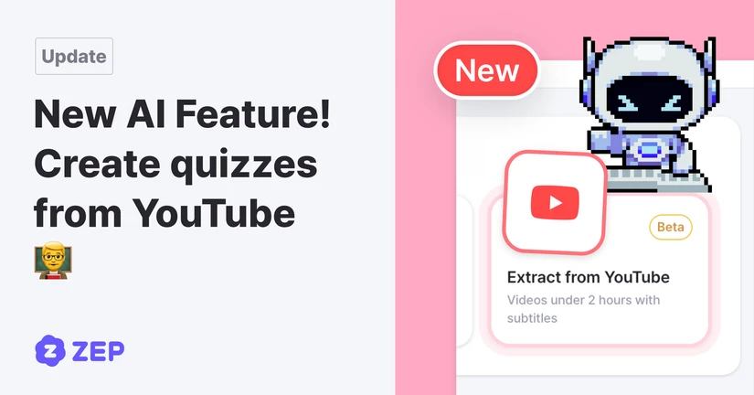 New AI Feature! Create quizzes from YouTube