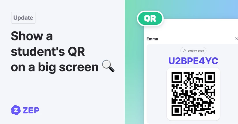 Show a student's QR code on a big screen 🔍