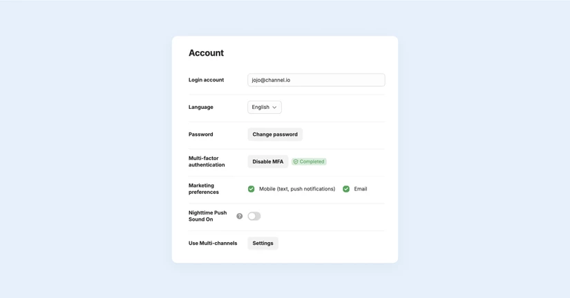 Account settings