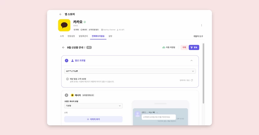 카카오 채널 친구 전체에게 마케팅 메시지 보내기