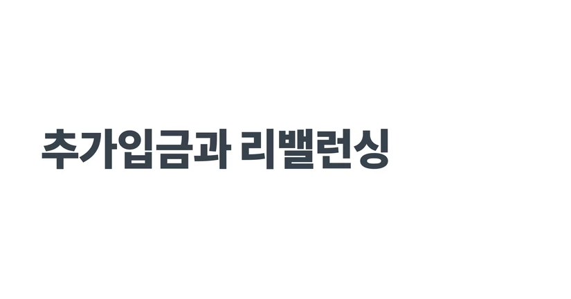 ⚠️ 추가입금과 리밸런싱